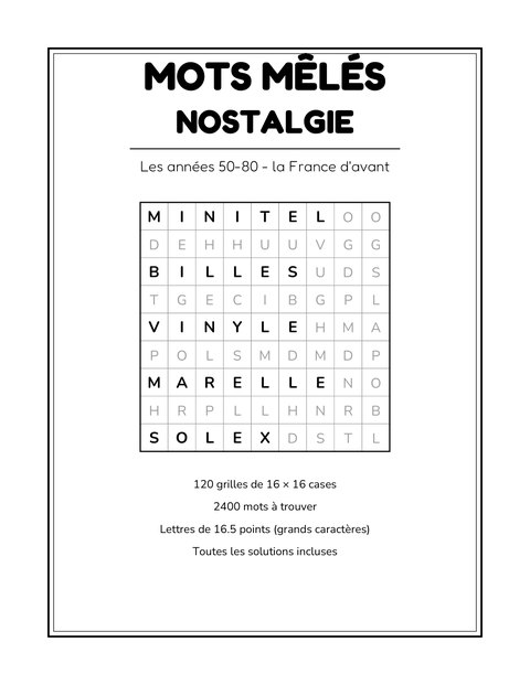 Mots mêlés Nostalgie — Les années 50-80